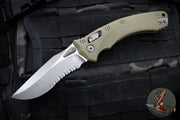 Microtech Knives- Amphibian Ram-Lok Folder- Fluted OD Green G-10 Handle- Apocalyptic Part Serrated Edge Blade 137RL-11 APFLGTOD
