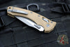 Microtech Knives- Amphibian Ram-Lok Folder- Fluted Tan G-10 Handle- Apocalyptic Part Serrated Edge Blade 137RL-11 APFLGTTA