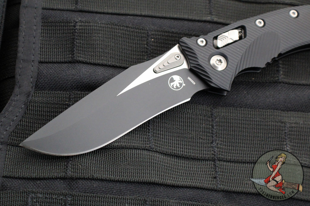 Microtech Knives- Amphibian Ram-Lok Folder- Fluted Black Aluminum Hand ...