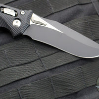 Microtech Knives- Amphibian Ram-Lok Folder- Fluted Black Aluminum Handle- Black Finished Blade 137RL-1 FL