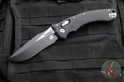 Microtech Knives- Amphibian Ram-Lok Folder- Fluted Black G-10 Handle- Black Plain Edge Blade 137RL-1 FLGTBK