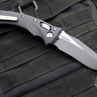 Microtech Knives- Amphibian Ram-Lok Folder- Fluted Black G-10 Handle- Black Plain Edge Blade 137RL-1 FLGTBK