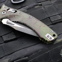 Microtech Knives- Amphibian Ram-Lok Folder- Fluted Outbreak Finished Aluminum Handle- Black Finished Blade 137RL-1 FLOBS