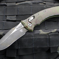 Microtech Knives- Amphibian Ram-Lok Folder- Fluted Outbreak Finished Aluminum Handle- Black Finished Blade 137RL-1 FLOBS