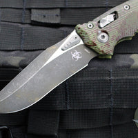 Microtech Knives- Amphibian Ram-Lok Folder- Fluted Outbreak Finished Aluminum Handle- Black Finished Blade 137RL-1 FLOBS