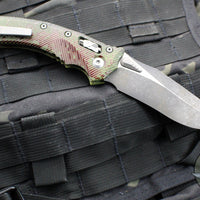 Microtech Knives- Amphibian Ram-Lok Folder- Fluted Outbreak Finished Aluminum Handle- Black Finished Blade 137RL-1 FLOBS