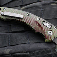 Microtech Knives- Amphibian Ram-Lok Folder- Fluted Outbreak Finished Aluminum Handle- Black Finished Blade 137RL-1 FLOBS