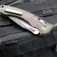 Microtech Knives- Amphibian Ram-Lok Folder- Fluted Outbreak Finished Aluminum Handle- Black Finished Blade 137RL-1 FLOBS