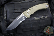 Microtech Knives- Amphibian Ram-Lok Folder- Fluted OD Green G-10 Handle- Black Part Serrated Edge Blade 137RL-2 FLGTOD