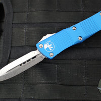 Microtech Troodon OTF Knife- Double Edge- Blue Handle- Stonewash Blade 138-10 BL