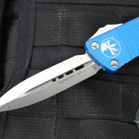 Microtech Troodon OTF Knife- Double Edge- Blue Handle- Stonewash Blade 138-10 BL