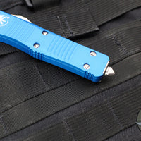 Microtech Troodon OTF Knife- Double Edge- Blue Handle- Stonewash Blade 138-10 BL