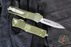 Microtech Troodon OTF Knife- Double Edge- Distressed OD Green Handle- Apocalyptic Blade 138-10 DOD