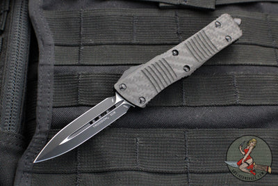 Microtech Troodon OTF Knife- Double Edge- Carbon Fiber Top- Black Blade 138-1 CFS SN039