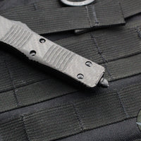 Microtech Troodon OTF Knife- Double Edge- Carbon Fiber Top- Black Blade 138-1 CFS SN039