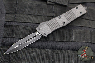 Microtech Troodon OTF Knife- Double Edge- Carbon Fiber Top- Black Blade 138-1 CFS SN068