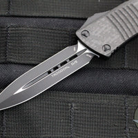 Microtech Troodon OTF Knife- Double Edge- Carbon Fiber Top- Black Blade 138-1 CFS SN068