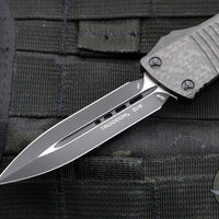 Microtech Troodon OTF Knife- Double Edge- Carbon Fiber Top- Black Blade 138-1 CFS SN029