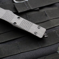 Microtech Troodon OTF Knife- Double Edge- Carbon Fiber Top- Black Blade 138-1 CFS SN033