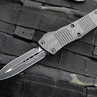 Microtech Troodon OTF Knife- Double Edge- Carbon Fiber Top- Black Blade 138-1 CFS SN035