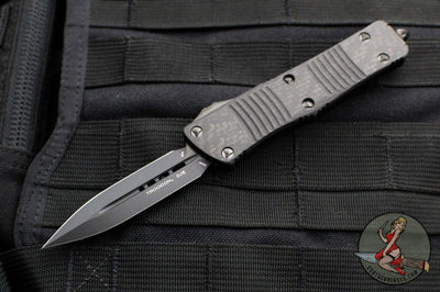 Microtech Troodon OTF Knife- Double Edge- Carbon Fiber Top- Black DLC Blade DLC HW 138-1 DLCTCFS SN048 2020