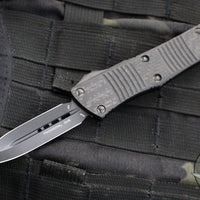 Microtech Troodon OTF Knife- Double Edge- Carbon Fiber Top- Black DLC Blade DLC HW 138-1 DLCTCFS SN049