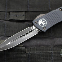Microtech Troodon OTF knife- Tactical- Double Edge- Black Handle- DLC Black Blade 138-1 DLCT