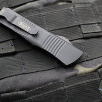 Microtech Troodon OTF Knife- Double Edge- Tactical- Black Handle- Double Full Serrated Black Blade 138-D3 T v3