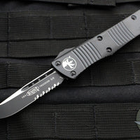 Microtech Troodon OTF Knife- Tactical- Single Edge- Black Handle- Black Part Serrated Blade 139-2 T 2019