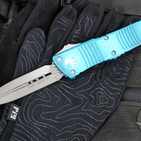 Microtech Combat Troodon OTF Knife- Double Edge- Weathered Turquoise Handle- Apocalyptic Blade 142-10 APWTQ