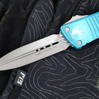Microtech Combat Troodon OTF Knife- Double Edge- Weathered Turquoise Handle- Apocalyptic Blade 142-10 APWTQ