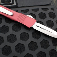 Microtech Combat Troodon OTF Knife- Double Edge- Merlot Red Handle- Stonewash Blade 142-10 MR