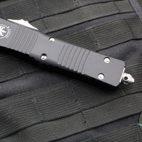 Microtech Combat Troodon OTF Knife- Double Edge- Black Handle- Part Serrated Stonewash Blade 142-11