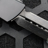 Microtech Combat Troodon OTF Knife- Double Edge- Shadow Edition Black Handle- Black DLC Over Damascus Blade 142-16 DLCTSH