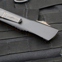Microtech Combat Troodon OTF Knife- Double Edge- Black Handle- Ultem Inlay- Black DLC Over Damascus Blade 142-16 DLCTULS