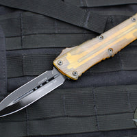 Microtech Combat Troodon OTF Knife- Double Edge- Black Handle- Ultem Inlay- Black DLC Blade 142-1 DLCTULS
