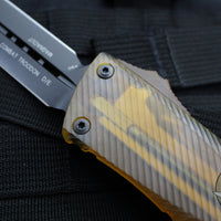 Microtech Combat Troodon OTF Knife- Double Edge- Black Handle- Ultem Inlay- Black DLC Blade 142-1 DLCTULS