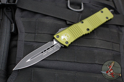 Microtech Combat Troodon OTF Knife- Double Edge- OD Green Handle- Black Blade 142-1 OD