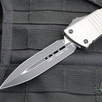 Microtech Combat Troodon OTF Knife- DOuble Edge- Titanium Gray Handle- Black Blade 142-1 TG