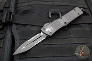 Microtech Combat Troodon OTF Knife- Double Edge- CERAKOTED Dark Tungsten Handle- Cerakote Dark Tungsten Part Serrated Edge Blade 142-2 CDT