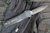 Microtech Combat Troodon OTF Knife- Double Edge- Carbon Fiber Top Handle- Black Full Serrated Edge Blade 142-3 CFS SN084
