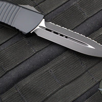 Microtech Combat Troodon OTF Knife- Double Edge- Carbon Fiber Top Handle- Black Full Serrated Edge Blade 142-3 CFS SN090