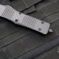 Microtech Combat Troodon OTF Knife- Double Edge- Carbon Fiber Top Handle- Black Full Serrated Edge Blade 142-3 CFS SN090