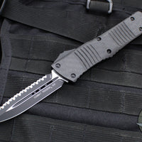 Microtech Combat Troodon OTF Knife- Double Edge- Carbon Fiber Top Handle- Black Full Serrated Edge Blade 142-3 CFS SN095