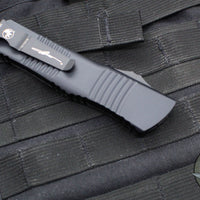 Microtech Combat Troodon OTF Knife- Double Edge- Carbon Fiber Top Handle- Black Full Serrated Edge Blade 142-3 CFS SN095