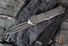 Microtech Combat Troodon OTF Knife- Double Edge- Carbon Fiber Top Handle- Black Full Serrated Edge Blade 142-3 CFS SN086