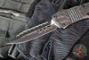 Microtech Combat Troodon OTF Knife- Double Edge- Carbon Fiber Top Handle- Black Full Serrated Edge Blade 142-3 CFS SN086