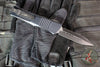 Microtech Combat Troodon OTF Knife- Double Edge- Carbon Fiber Top Handle- Black Full Serrated Edge Blade 142-3 CFS SN086