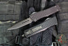 Microtech Combat Troodon Delta Double Edge Frag Shadow Full Serrated Black OTF with Black DLC HW Nickel Boron Internals 142-3CT-DSH