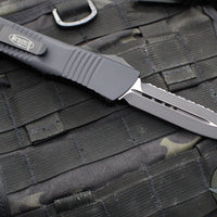 Microtech 2019 Combat Troodon OTF Knife- Tactical- Double Edge- Black Handle- Full Serrated Black Blade 142-3 T